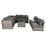 Darrahopens Furniture > Outdoor 9PCS Outdoor Furniture Modular Lounge Sofa with Wicker End Table