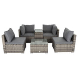 Darrahopens Furniture > Outdoor 9PCS Outdoor Furniture Modular Lounge Sofa with Wicker End Table