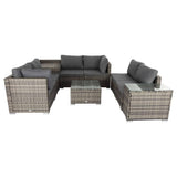 Darrahopens Furniture > Outdoor 9PCS Outdoor Furniture Modular Lounge Sofa with Wicker End Table