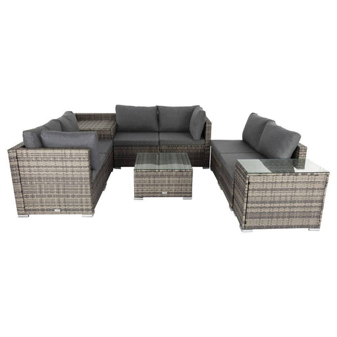 Darrahopens Furniture > Outdoor 9PCS Outdoor Furniture Modular Lounge Sofa with Wicker End Table