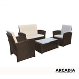 darrahopens Furniture > Outdoor Arcadia Furniture Outdoor 4 Piece Sofa Lounge Set Wicker Rattan Garden - Oatmeal and Grey