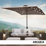 darrahopens Furniture > Outdoor Arcadia Furniture Umbrella 3 Metre Umbrella with Solar LED Lights Garden Yard - Charcoal