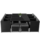 Darrahopens Furniture > Outdoor Bali 11 Piece Outdoor Dining Set - Black