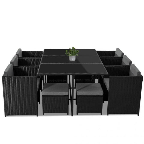 Darrahopens Furniture > Outdoor Bali 11 Piece Outdoor Dining Set - Black