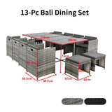 Darrahopens Furniture > Outdoor Bali 13PC  Outdoor Dining Set - Grey