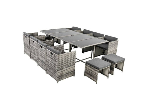 Darrahopens Furniture > Outdoor Bali 13PC  Outdoor Dining Set - Grey
