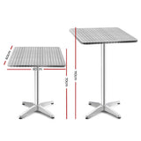 darrahopens Furniture > Outdoor Bar Table Outdoor Furniture Adjustable Aluminium Pub Cafe Indoor Square Gardeon
