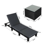 Darrahopens Furniture > Outdoor Black Rattan Sunlounge Set with Joining Coffee Table