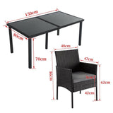 Darrahopens Furniture > Outdoor Coogee 6 Seater Wicker Outdoor Dining Set Black