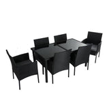 Darrahopens Furniture > Outdoor Coogee 6 Seater Wicker Outdoor Dining Set Black