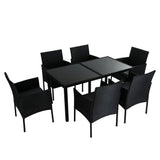 Darrahopens Furniture > Outdoor Coogee 6 Seater Wicker Outdoor Dining Set Black