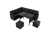 Darrahopens Furniture > Outdoor Ella 8-Seater Modular Outdoor Garden Lounge and Dining Set with Table and Stools in Black