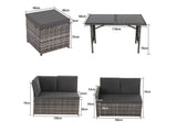 Darrahopens Furniture > Outdoor Ella 8-Seater Modular Outdoor Garden Lounge and Dining Set with Table and Stools in Dark Grey Weave
