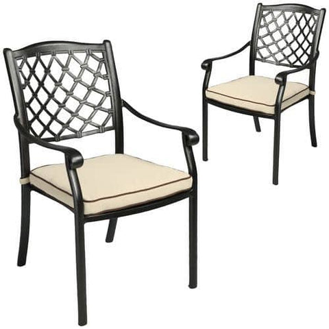 darrahopens Furniture > Outdoor Fiji Metal Outdoor Dining chair with cushions (1 pair)