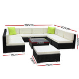 darrahopens Furniture > Outdoor Gardeon 10PC Outdoor Furniture Sofa Set Wicker Garden Patio Lounge