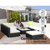 darrahopens Furniture > Outdoor Gardeon 10PC Sofa Set with Storage Cover Outdoor Furniture Wicker