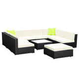 darrahopens Furniture > Outdoor Gardeon 10PC Sofa Set with Storage Cover Outdoor Furniture Wicker