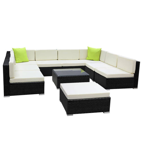 darrahopens Furniture > Outdoor Gardeon 10PC Sofa Set with Storage Cover Outdoor Furniture Wicker