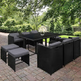 darrahopens Furniture > Outdoor Gardeon 11 Piece PE Wicker Outdoor Dining Set - Black