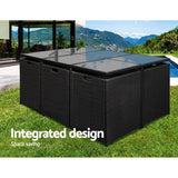 darrahopens Furniture > Outdoor Gardeon 11 Piece PE Wicker Outdoor Dining Set - Black