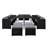 darrahopens Furniture > Outdoor Gardeon 11 Piece PE Wicker Outdoor Dining Set - Black