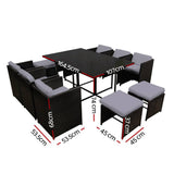 darrahopens Furniture > Outdoor Gardeon 11 Piece PE Wicker Outdoor Dining Set - Black