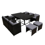 darrahopens Furniture > Outdoor Gardeon 11 Piece PE Wicker Outdoor Dining Set - Black