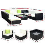 darrahopens Furniture > Outdoor Gardeon 11PC Outdoor Furniture Sofa Set Wicker Garden Patio Lounge