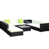 darrahopens Furniture > Outdoor Gardeon 11PC Outdoor Furniture Sofa Set Wicker Garden Patio Lounge