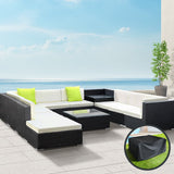darrahopens Furniture > Outdoor Gardeon 11PC Sofa Set with Storage Cover Outdoor Furniture Wicker