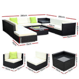 darrahopens Furniture > Outdoor Gardeon 11PC Sofa Set with Storage Cover Outdoor Furniture Wicker