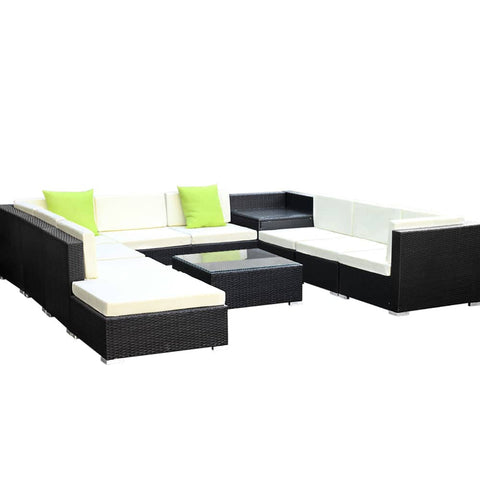 darrahopens Furniture > Outdoor Gardeon 11PC Sofa Set with Storage Cover Outdoor Furniture Wicker