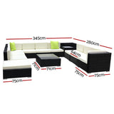 darrahopens Furniture > Outdoor Gardeon 12PC Outdoor Furniture Sofa Set Wicker Garden Patio Lounge