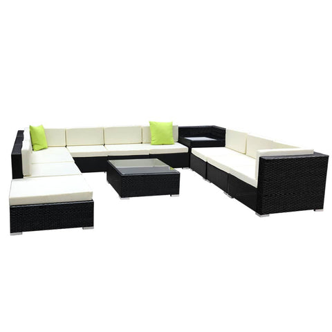 darrahopens Furniture > Outdoor Gardeon 12PC Sofa Set with Storage Cover Outdoor Furniture Wicker