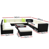 darrahopens Furniture > Outdoor Gardeon 13PC Sofa Set with Storage Cover Outdoor Furniture Wicker