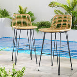 Darrahopens Furniture > Outdoor Gardeon 2-Piece Outdoor Bar Stools Wicker Dining Chair Bistro Patio Balcony