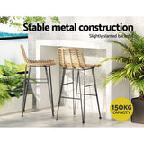 Darrahopens Furniture > Outdoor Gardeon 2-Piece Outdoor Bar Stools Wicker Dining Chair Bistro Patio Balcony