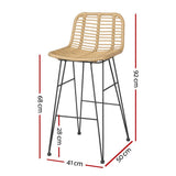 Darrahopens Furniture > Outdoor Gardeon 2-Piece Outdoor Bar Stools Wicker Dining Chair Bistro Patio Balcony