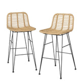 Darrahopens Furniture > Outdoor Gardeon 2-Piece Outdoor Bar Stools Wicker Dining Chair Bistro Patio Balcony