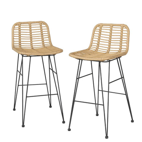 Darrahopens Furniture > Outdoor Gardeon 2-Piece Outdoor Bar Stools Wicker Dining Chair Bistro Patio Balcony