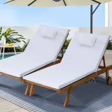 darrahopens Furniture > Outdoor Gardeon 2pc Sun Lounge Wooden Lounger Outdoor Furniture Day Bed Wheel Patio White