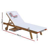 darrahopens Furniture > Outdoor Gardeon 2pc Sun Lounge Wooden Lounger Outdoor Furniture Day Bed Wheel Patio White