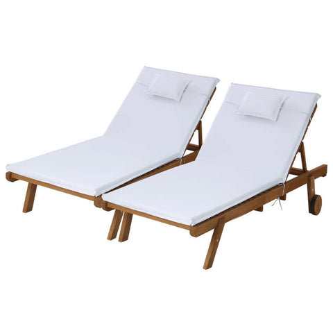 darrahopens Furniture > Outdoor Gardeon 2pc Sun Lounge Wooden Lounger Outdoor Furniture Day Bed Wheel Patio White