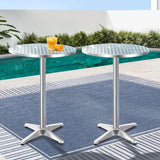 darrahopens Furniture > Outdoor Gardeon 2pcs Outdoor Bar Table Furniture Adjustable Aluminium Cafe Table Round