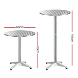 darrahopens Furniture > Outdoor Gardeon 2pcs Outdoor Bar Table Furniture Adjustable Aluminium Cafe Table Round