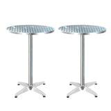 darrahopens Furniture > Outdoor Gardeon 2pcs Outdoor Bar Table Furniture Adjustable Aluminium Cafe Table Round
