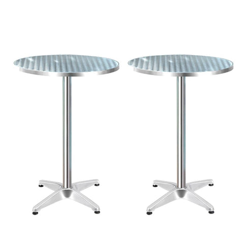 darrahopens Furniture > Outdoor Gardeon 2pcs Outdoor Bar Table Furniture Adjustable Aluminium Cafe Table Round