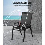 darrahopens Furniture > Outdoor Gardeon 2X Outdoor Stackable Chairs Lounge Chair Bistro Set Patio Furniture