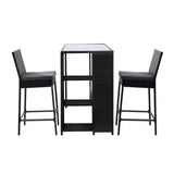 Darrahopens Furniture > Outdoor Gardeon 3 PCS Outdoor Bar Table Stools Set Patio Furniture Dining Chairs Wicker