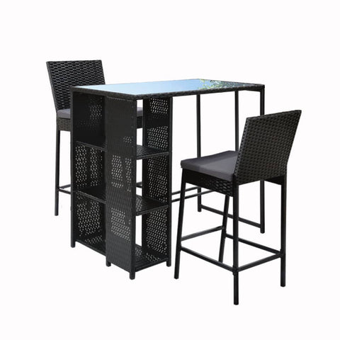 Darrahopens Furniture > Outdoor Gardeon 3 PCS Outdoor Bar Table Stools Set Patio Furniture Dining Chairs Wicker